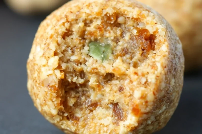 Cozy anti-inflammatory ginger energy balls on a wooden table
