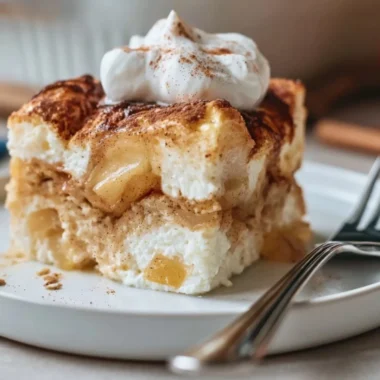 Cozy apple cinnamon cottage cheese bake in a warm dish