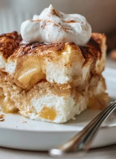 Cozy apple cinnamon cottage cheese bake in a warm dish
