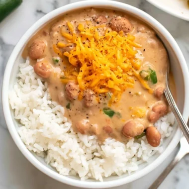 Cozy and easy pinto beans recipe with spices and herbs in a bowl.