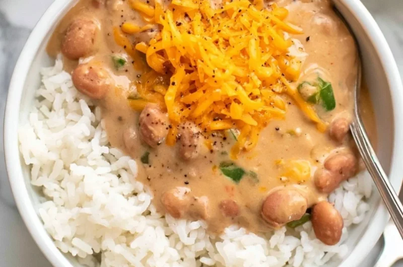 Cozy and easy pinto beans recipe with spices and herbs in a bowl.