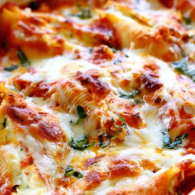 Easy stuffed shells recipe with ricotta and marinara sauce
