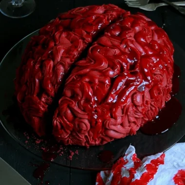 Halloween Brain Cake decorated for spooky celebrations
