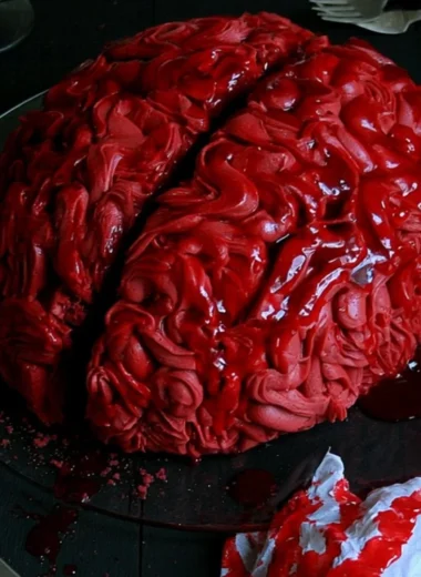 Halloween Brain Cake decorated for spooky celebrations