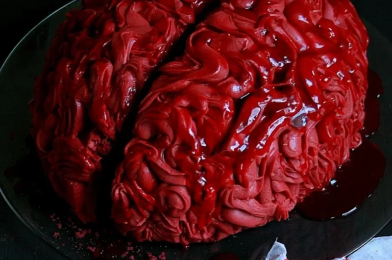 Halloween Brain Cake decorated for spooky celebrations